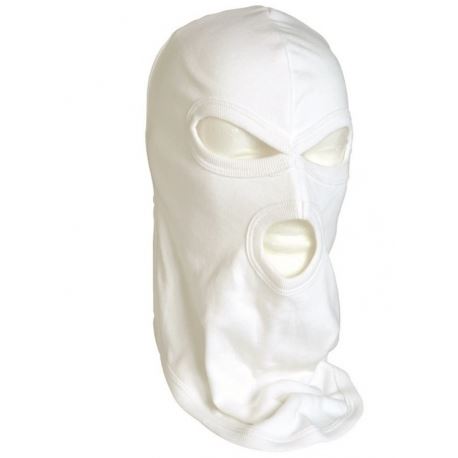 WHITE 3-HOLE COTTON BALACLAVA