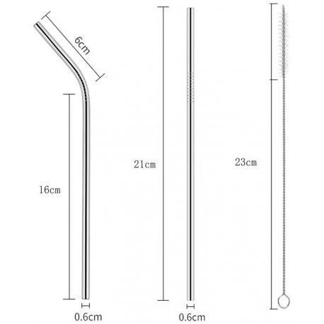 Mugs - Cups Stainless Steel Straws 2 Pack + Brush