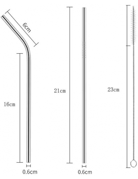 Mugs - Cups Stainless Steel Straws 2 Pack + Brush