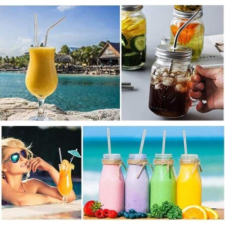 Κούπες - Κύπελλα Ανοξείδωτα Καλαμάκια Σετ 2Τμχ + Βουρτσάκι