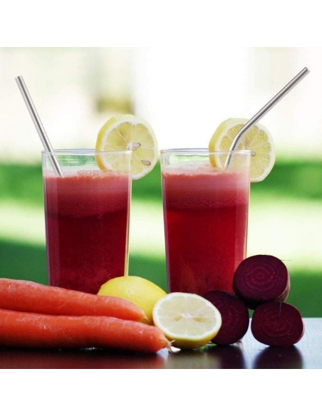 Κούπες - Κύπελλα Ανοξείδωτα Καλαμάκια Σετ 2Τμχ + Βουρτσάκι