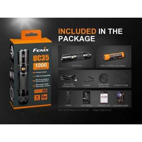 Flashlights Fenix UC35 v2.0 Rechargeable 1000 Lumens