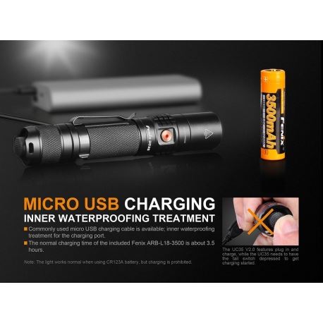 Flashlights Fenix UC35 v2.0 Rechargeable 1000 Lumens