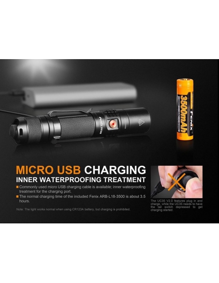 Flashlights Fenix UC35 v2.0 Rechargeable 1000 Lumens
