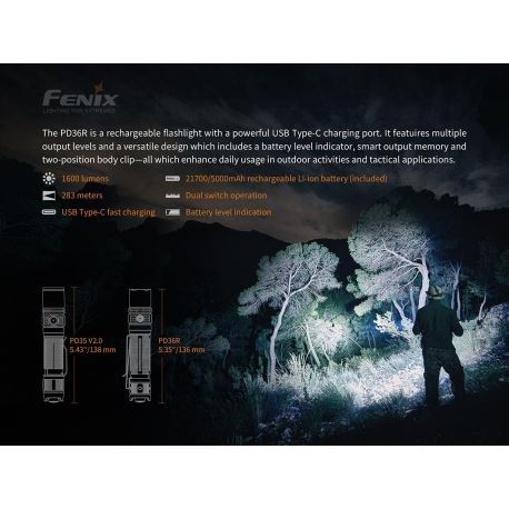 Flashlights Fenix PD36R Rechargeable 1600 Lumens
