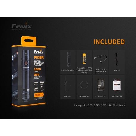 Flashlights Fenix PD36R Rechargeable 1600 Lumens