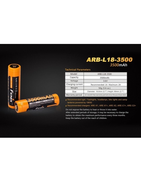 Batteries - Powebanks Fenix 18650 Battery 3500mAh