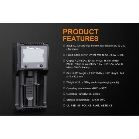 Φορτιστές Fenix ARE-A2 Dual Battery Charger