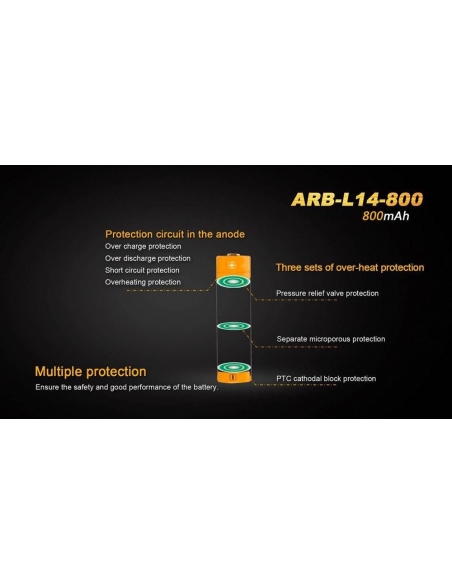 Batteries - Powebanks Fenix 14500 Battery 800mAh