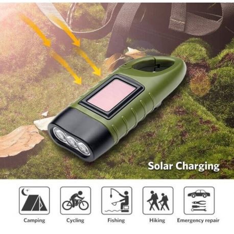 Flashlights Crank Flashlight with Solar Panel