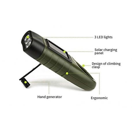 Flashlights Crank Flashlight with Solar Panel