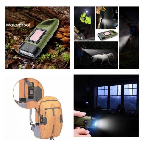 Flashlights Crank Flashlight with Solar Panel