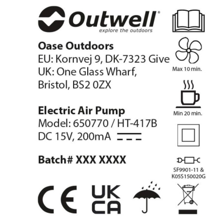 Pumps Outwell Air Mass Pump Rechargeable
