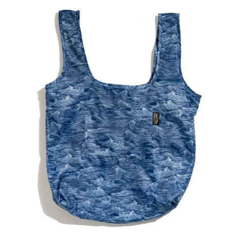 Navy Wave Packable Tote Bag