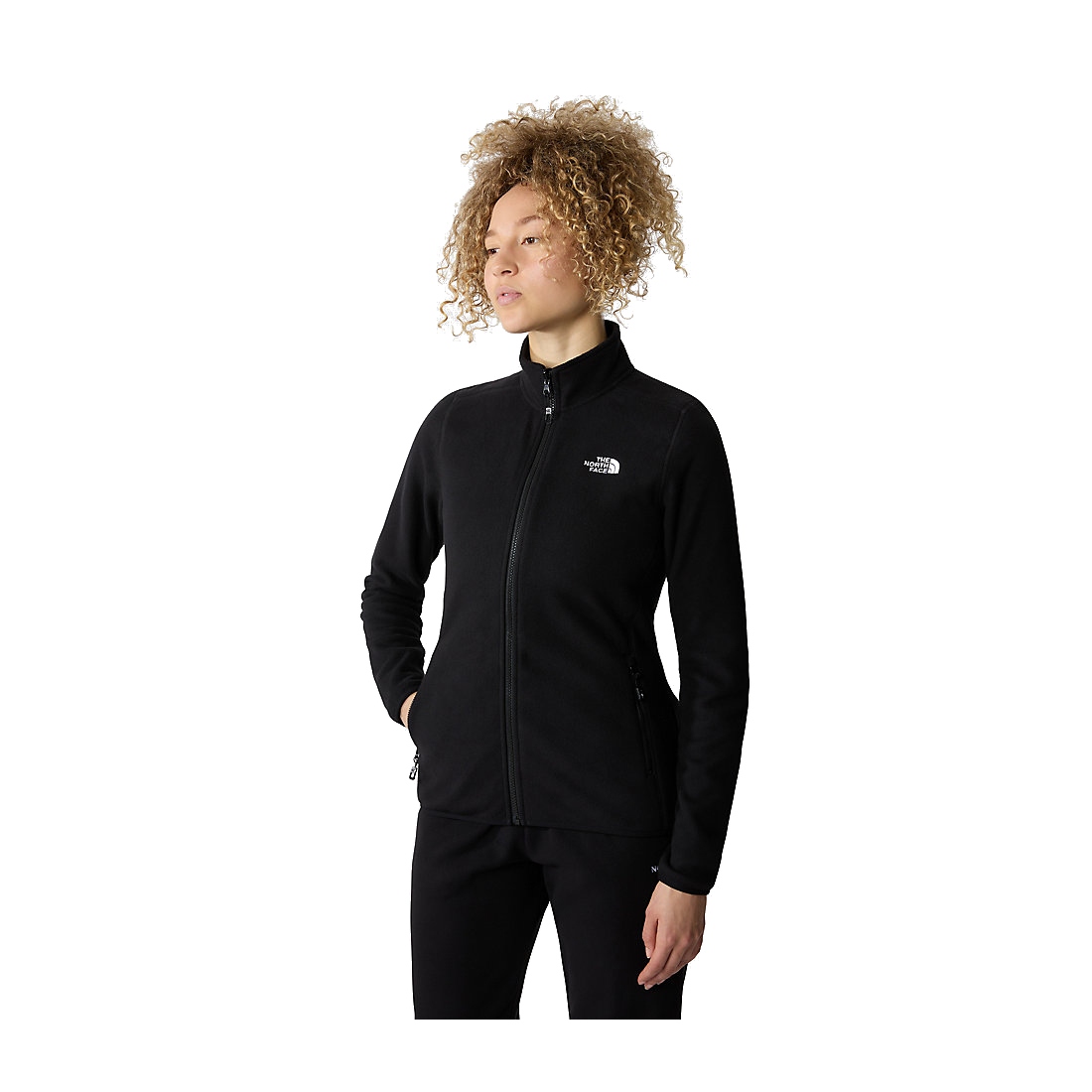 The north face women's 100 2025 glacier full zip fleece black