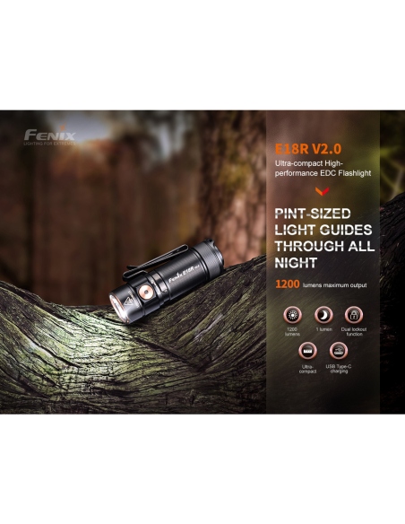 Φακοί Χειρός Fenix E18R V2.0 EDC Flashlight 1200 Lumens
