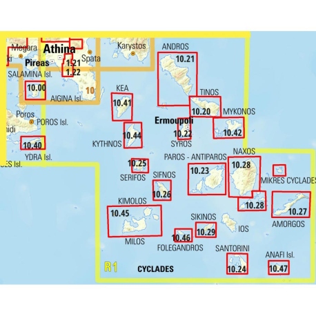 Maps Cyclades - Argosaronic Road & Touring Map