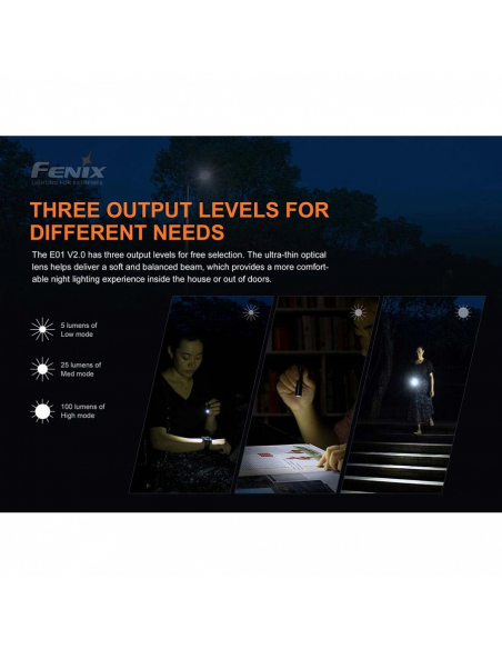 Flashlights Fenix E01 V2.0 Flashlight 100 Lumens