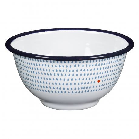 Enamel Bowl Spring Raindrops