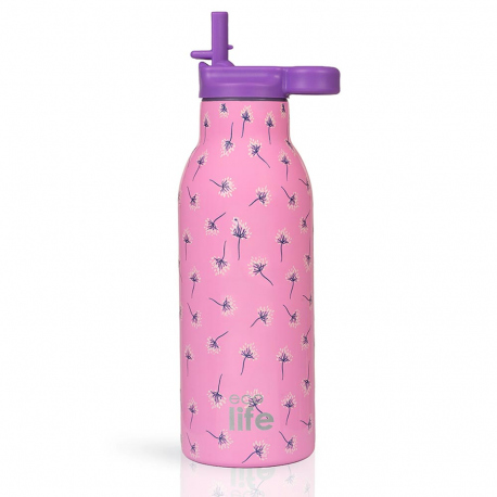Hydration - Thermos - Bottles Ecolife Pink Dandelion Straw Thermos 550ml