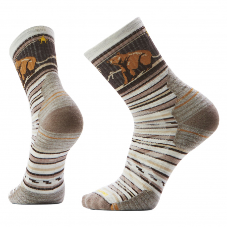 Socks Smartwool Hike Targeted Cushion Bear Stripe Mid Crew Socks Ash