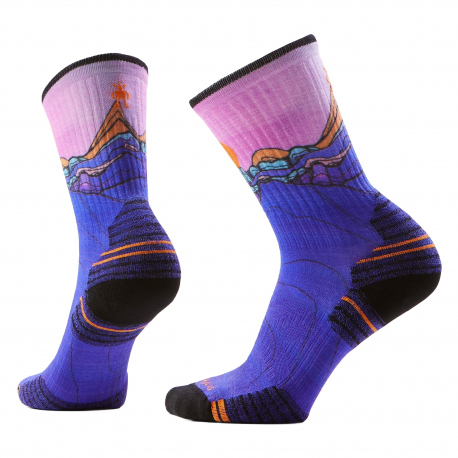 Socks Smartwool Women's Hike Targeted Cushion Mountain Sunrise Crew Socks Deep Navy